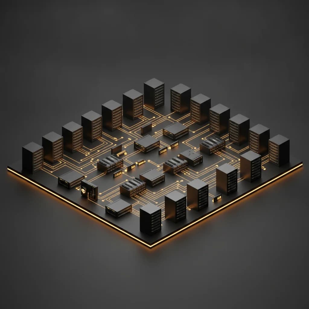 Isometric 3D enterprise network topology displaying Cilium eBPF nodes and secured gateway data paths