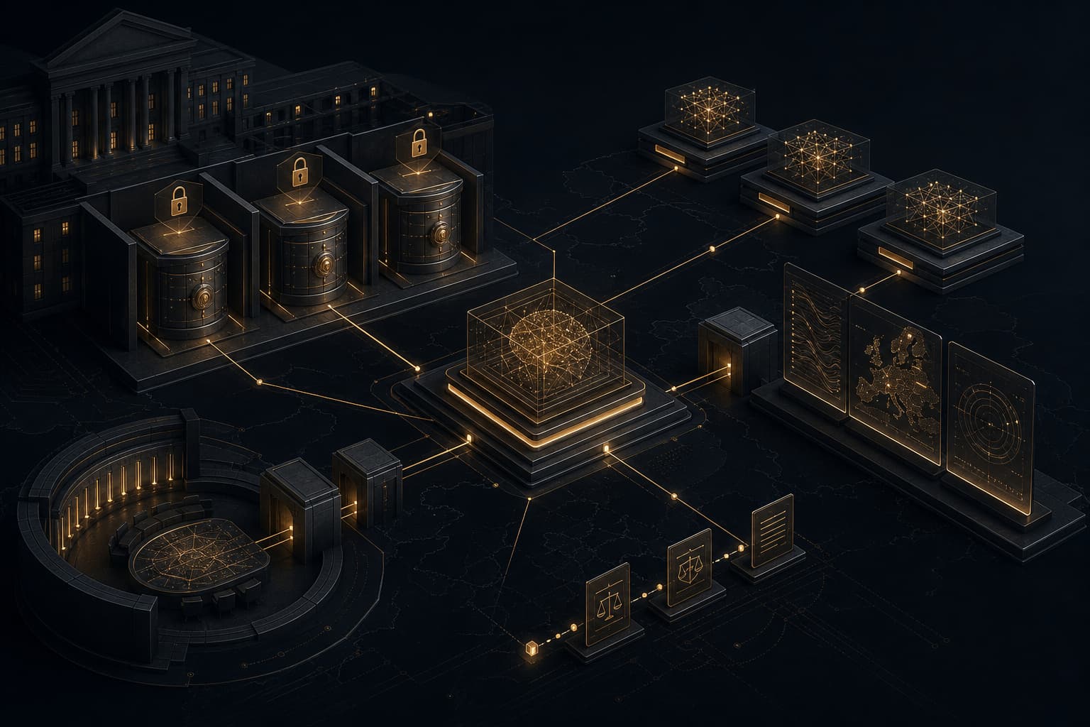 Architecture abstraite de Sovereign AI avec magasins de données contrôlés par le client et chemins d’inférence protégés